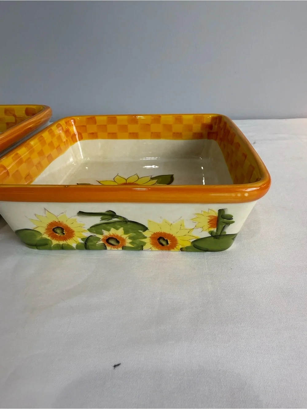 TempTations By Tara Country Sunflower 2 Piece Set Square Baking Dishes Farmhouse